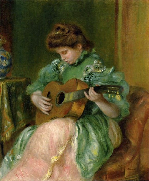 Woman with a Guitar – 1896, Pierre-Auguste Renoir