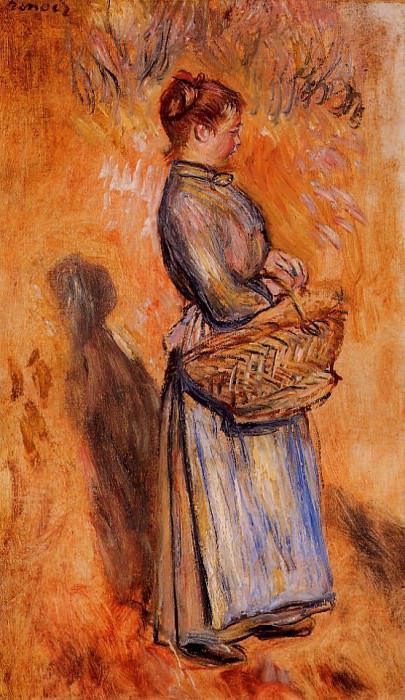 Peasant Woman Standing in a Landscape, Pierre-Auguste Renoir