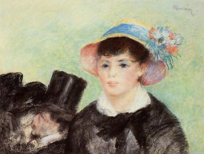 Young Woman in a Straw Hat, Pierre-Auguste Renoir
