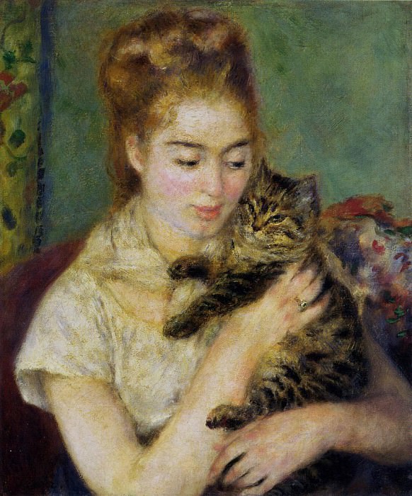 Woman with a Cat, Pierre-Auguste Renoir