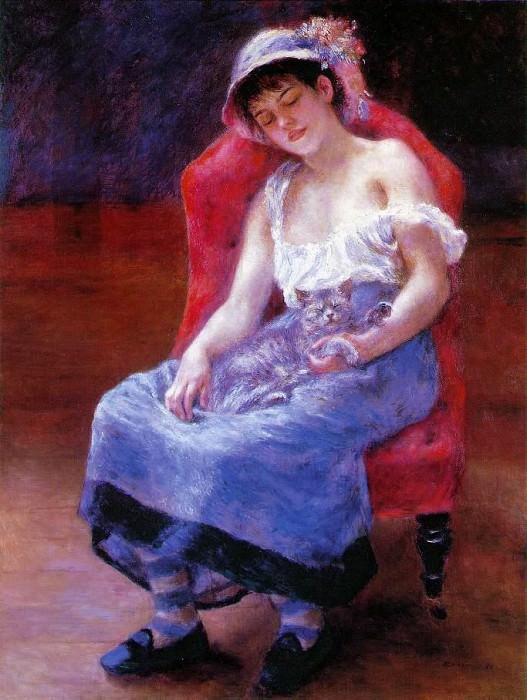 Sleeping Girl (also known as Girl with a Cat, Pierre-Auguste Renoir