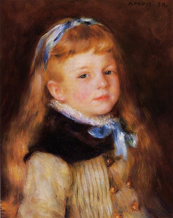 Mademoiselle Grimprel in a Blue Ribbon, Pierre-Auguste Renoir