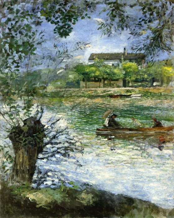 Willows and Figures in a Boat, Pierre-Auguste Renoir