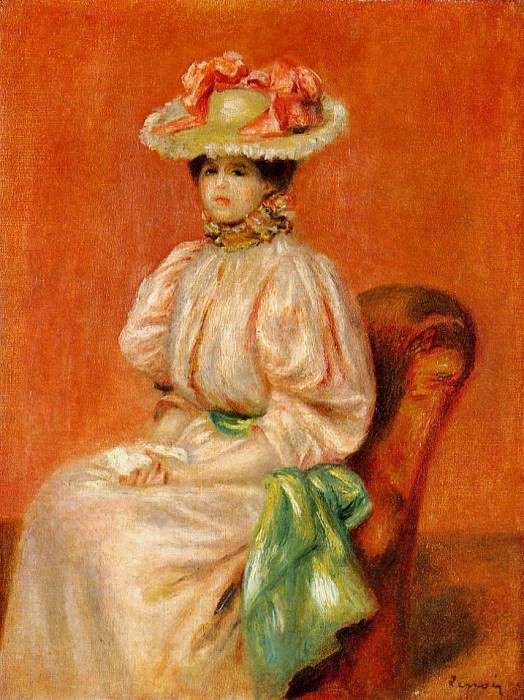 Seated Woman with Green Sash, Pierre-Auguste Renoir