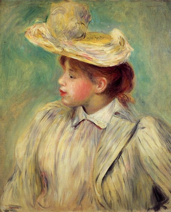 Young Woman in a Straw Hat, Pierre-Auguste Renoir