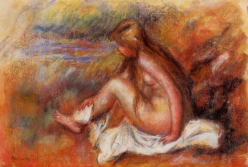 Купальщица, сидящая у моря, Пьер Огюст Ренуар