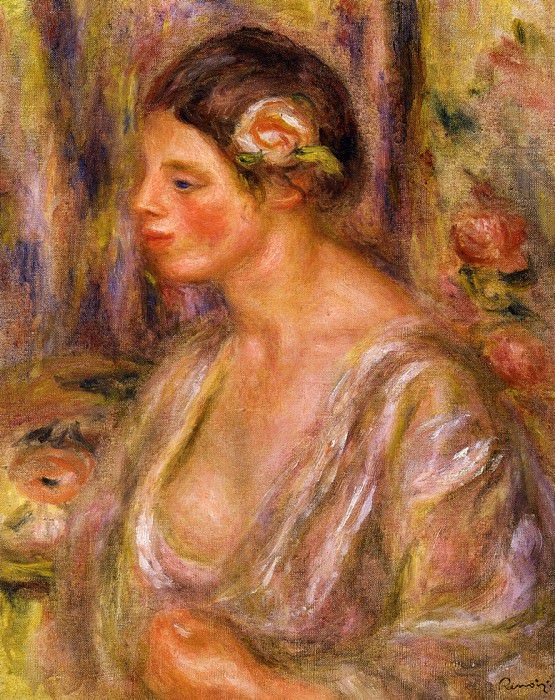 Madeline wearing a Rose, Pierre-Auguste Renoir