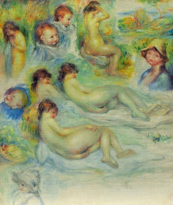 Studies of Pierre Renoir; His Mother, Aline Charigot; Nudes; and Landscape, Pierre-Auguste Renoir