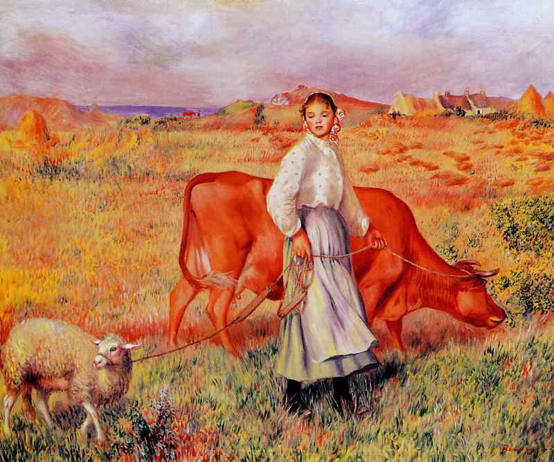 Shepherdess, Cow and Ewe – 1886, Pierre-Auguste Renoir