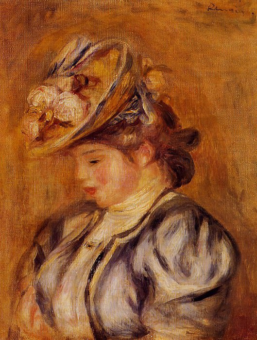 Girl in a Flowery Hat, Pierre-Auguste Renoir