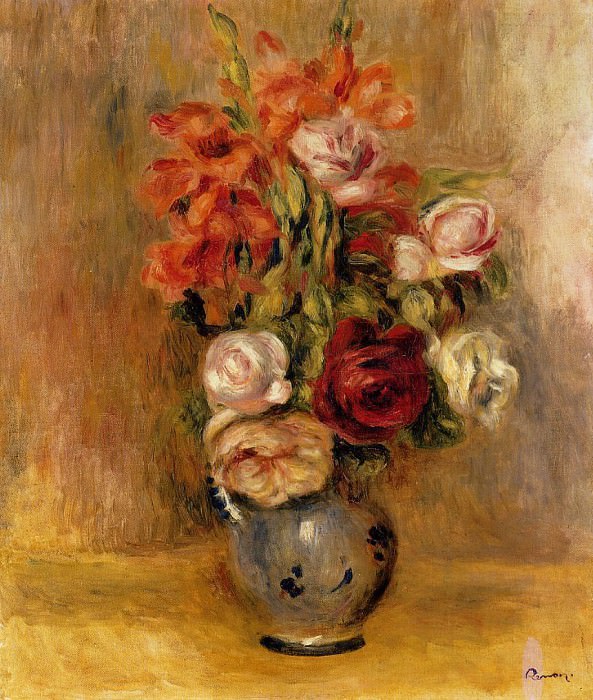 Vase of Gladiolas and Roses, Pierre-Auguste Renoir