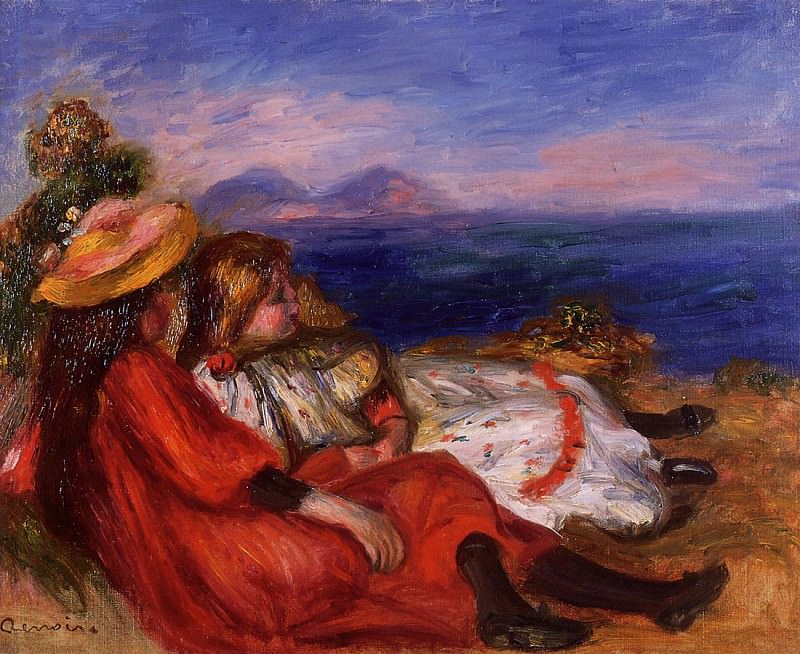Two Little Girls on the Beach, Pierre-Auguste Renoir