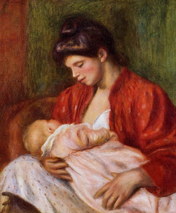 Young Mother – 1898 , Pierre-Auguste Renoir