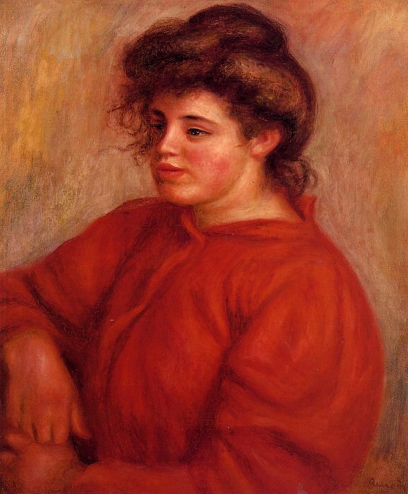 Женщина в красной блузке, Пьер Огюст Ренуар
