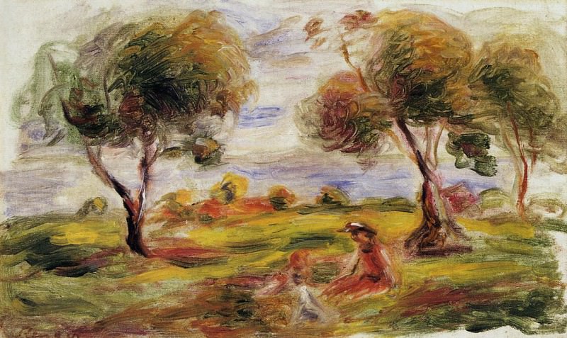 Landscape with Figures at Cagnes, Pierre-Auguste Renoir