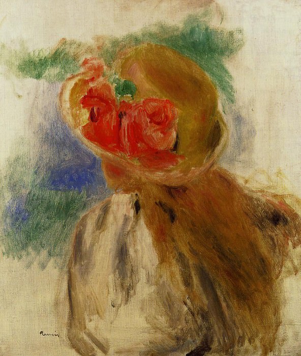 Девушка в цветочной шляпе, Пьер Огюст Ренуар