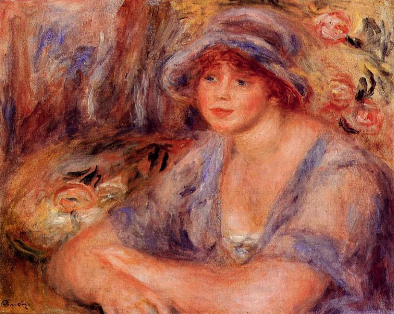 Andree in Blue , Pierre-Auguste Renoir