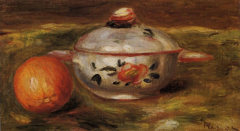 Still Life with Orange and Sugar Bowl, Pierre-Auguste Renoir