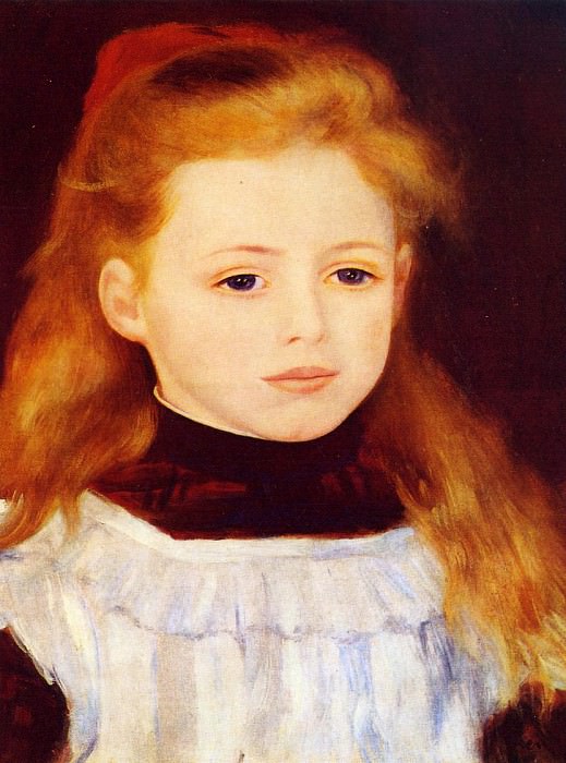 Little Girl in a White Apron , Pierre-Auguste Renoir