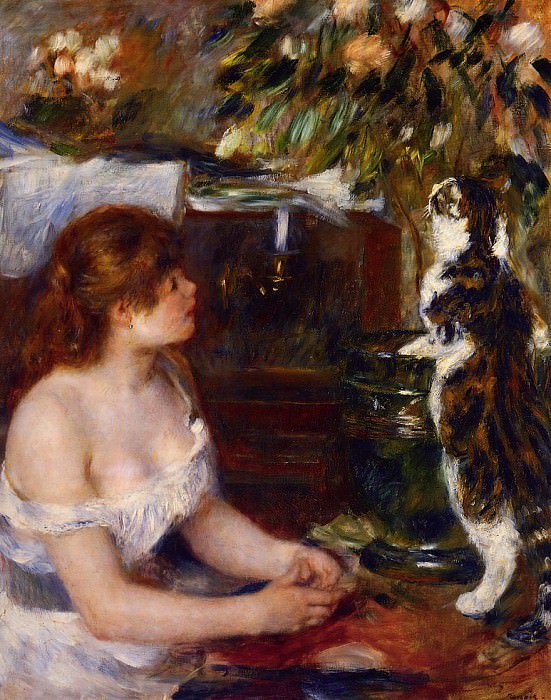 Девушка и кошка – 1881-1882 гг, Пьер Огюст Ренуар