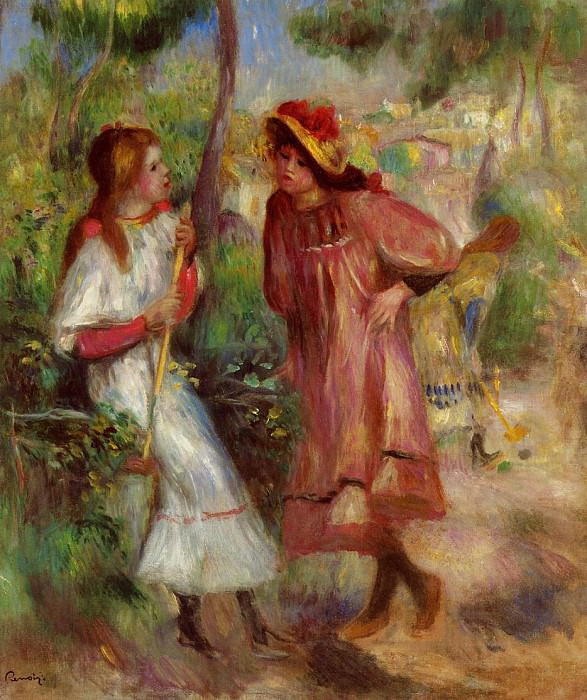 Two Girls in the Garden at Montmartre, Pierre-Auguste Renoir