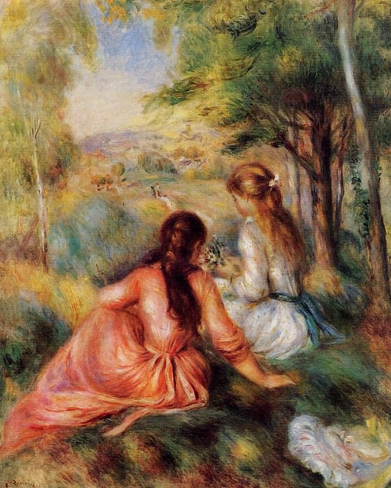 Picking Flowers , Pierre-Auguste Renoir