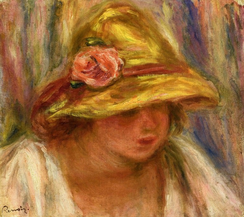 Study of a Woman in a Yellow Hat, Pierre-Auguste Renoir