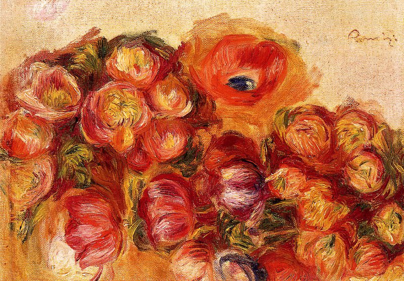 Study of Flowers – Anemones and Tulips, Pierre-Auguste Renoir