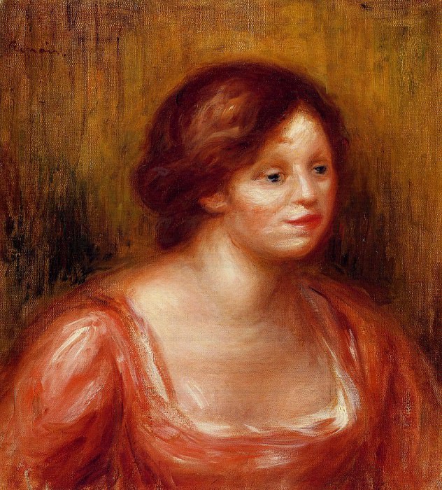Bust of a Woman in a Red Blouse, Pierre-Auguste Renoir