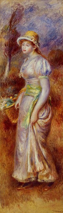 Woman with a Basket of Flowers, Pierre-Auguste Renoir