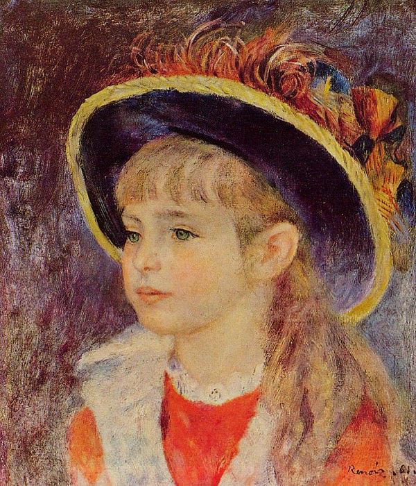 Young Girl in a Blue Hat, Pierre-Auguste Renoir
