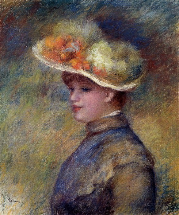 Young Woman Wearing a Hat, Pierre-Auguste Renoir