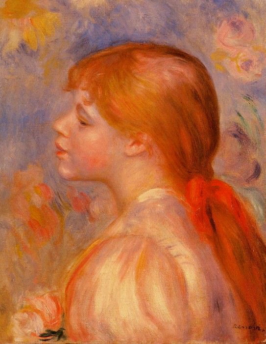 Girl with a Red Hair Ribbon, Pierre-Auguste Renoir