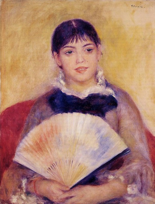 Girl with a Fan , Pierre-Auguste Renoir