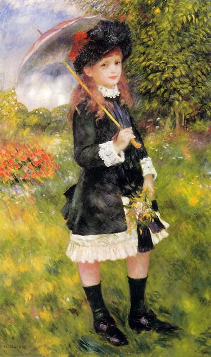 Girl with a Parasol , Pierre-Auguste Renoir