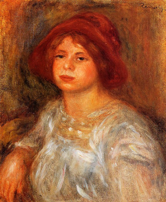Young Girl Wearing a Red Hat, Pierre-Auguste Renoir