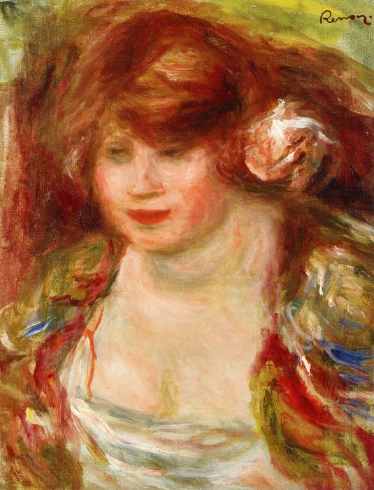 Woman Wearing a Rose – Andree, Pierre-Auguste Renoir