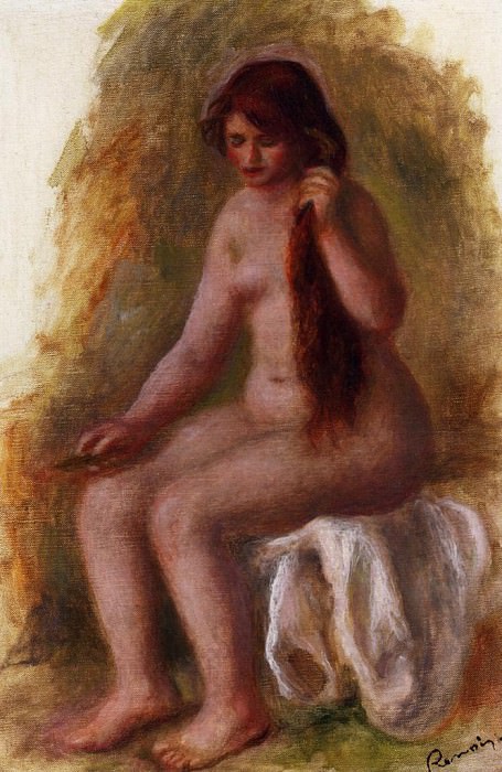 Seated Nude Combing Her Hair, Pierre-Auguste Renoir