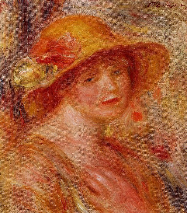 Женщина в соломенной шляпе – 1916 г, Пьер Огюст Ренуар