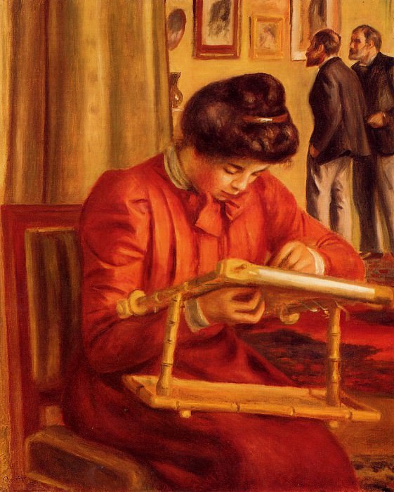 Christine Lerolle Embroidering, Pierre-Auguste Renoir