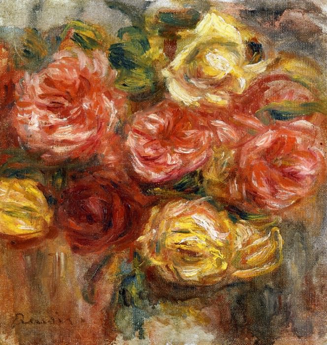 Bouquet of Roses in a Vase, Pierre-Auguste Renoir
