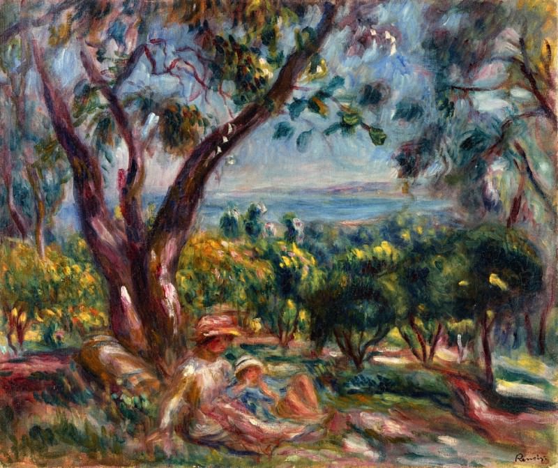 Cagnes Landscape with Woman and Child, Pierre-Auguste Renoir
