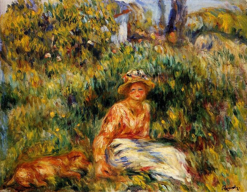 Молодая женщина в саду, Пьер Огюст Ренуар