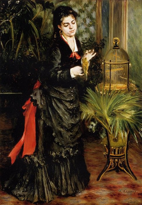 Женщина с попугаем , Пьер Огюст Ренуар