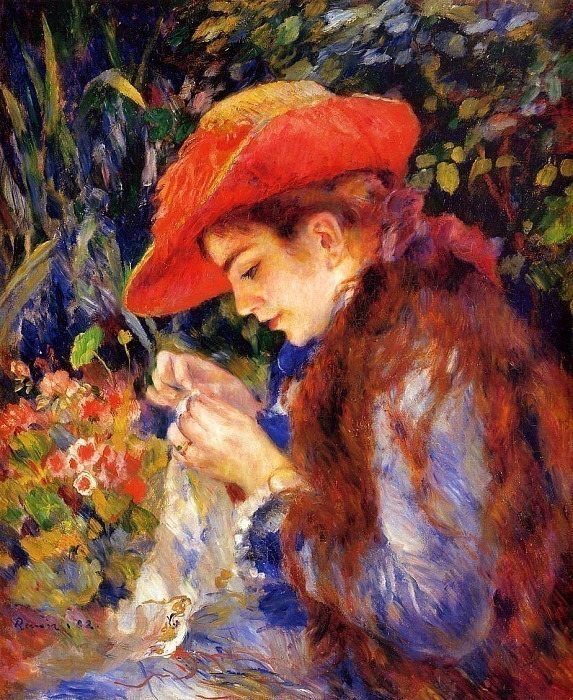 Mademoiselle Marie-Therese Durand-Ruel Sewing, Pierre-Auguste Renoir