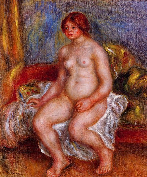 Nude Woman on Gree Cushions, Pierre-Auguste Renoir