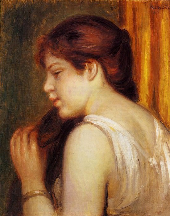 Молодая девушка, расчесывающая волосы – 1891 г, Пьер Огюст Ренуар