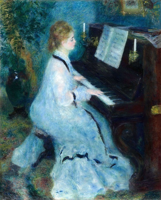 Молодая женщина за фортепиано, Пьер Огюст Ренуар