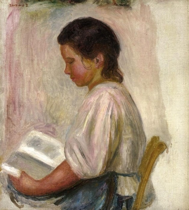 Молодая девушка, читающая, Пьер Огюст Ренуар