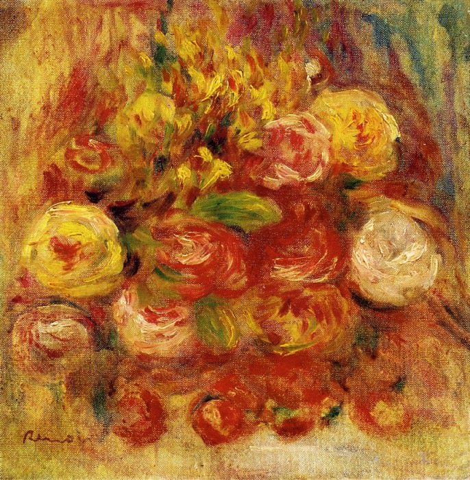 Flowers in a Vase with Blue Decoration, Pierre-Auguste Renoir